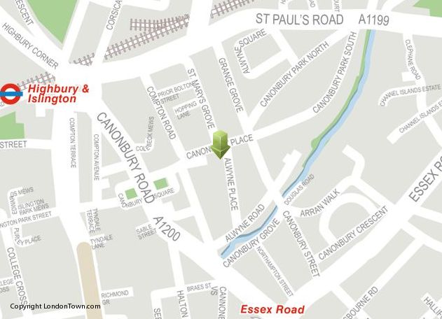 Canonbury on the map: Londontown.com